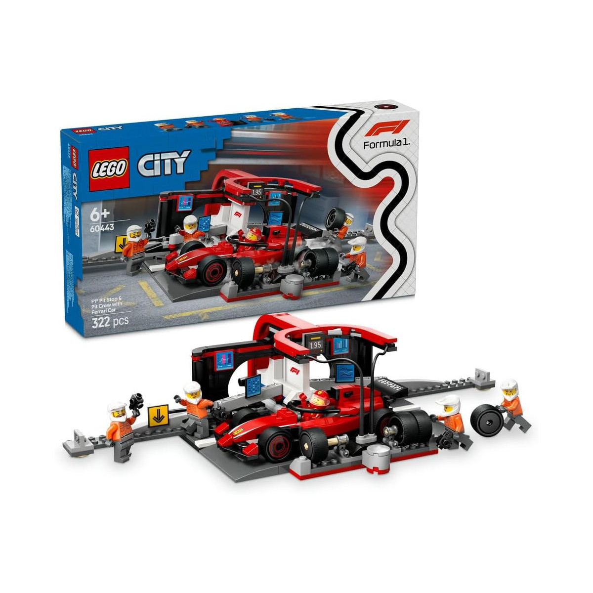 LEGO City 60443 - Pitstop e meccanici con monoposto Ferrari F1®