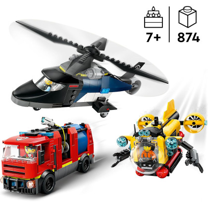LEGO City 60462 - Elicottero, autopompa e sottomarino