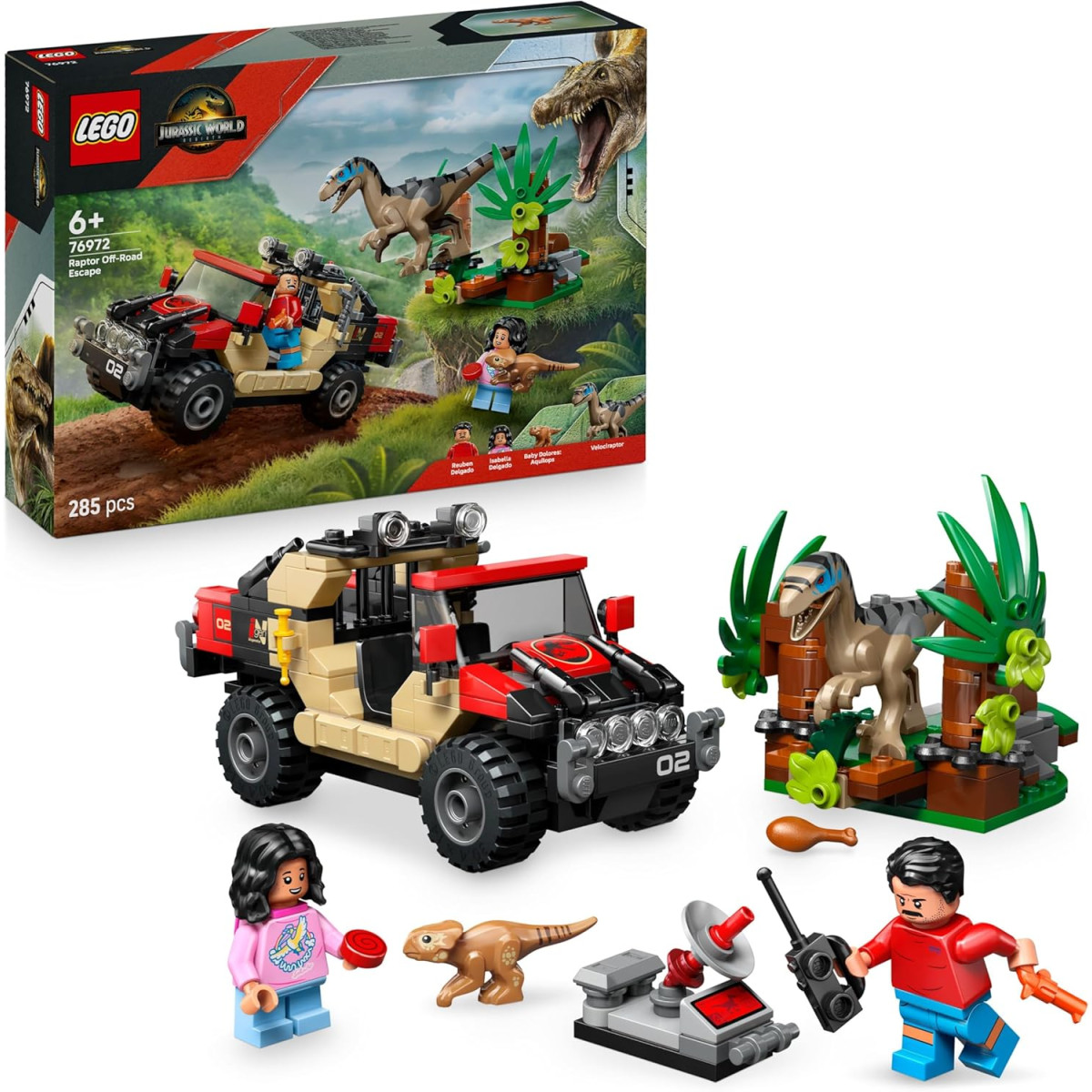LEGO Jurassic World 76972 - Fuga dal Raptor sul fuoristrada