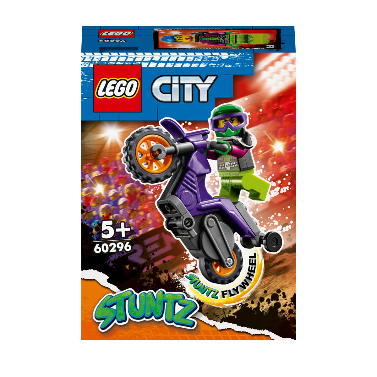 LEGO City 60296 Stuntz Wheelie Stunt Bike Toy Set